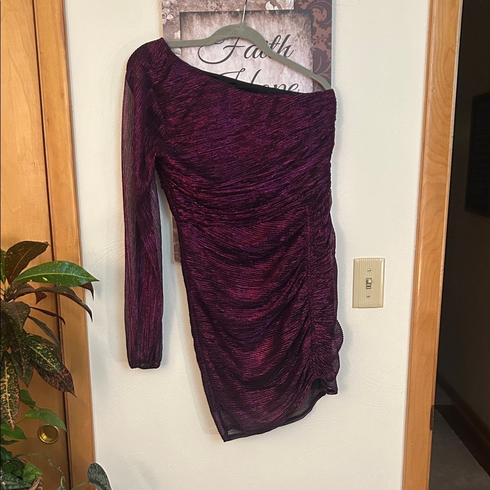 Lulu's One-Shoulder Dress in Deep Purple